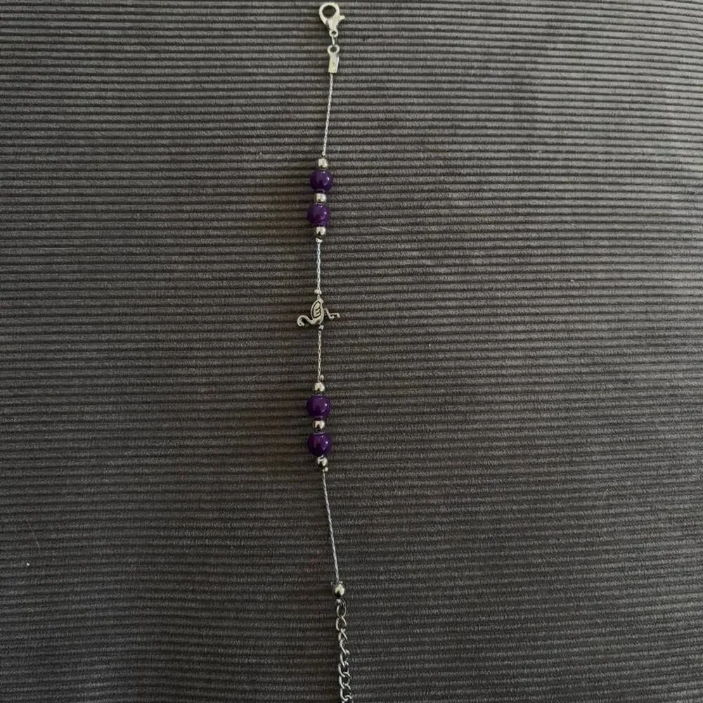 Purple beaded bracelet with silver - Picture 2 of 2